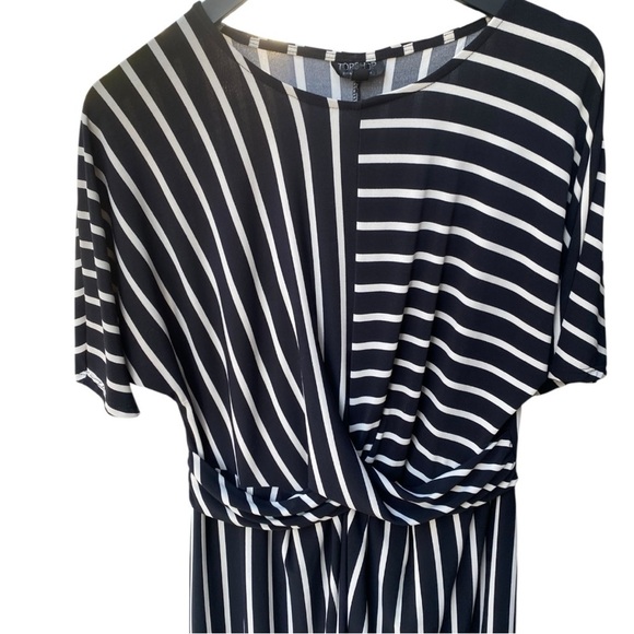 TOPSHOP Black and White MIDI Striped Dress I Size: 10 - Picture 2 of 8